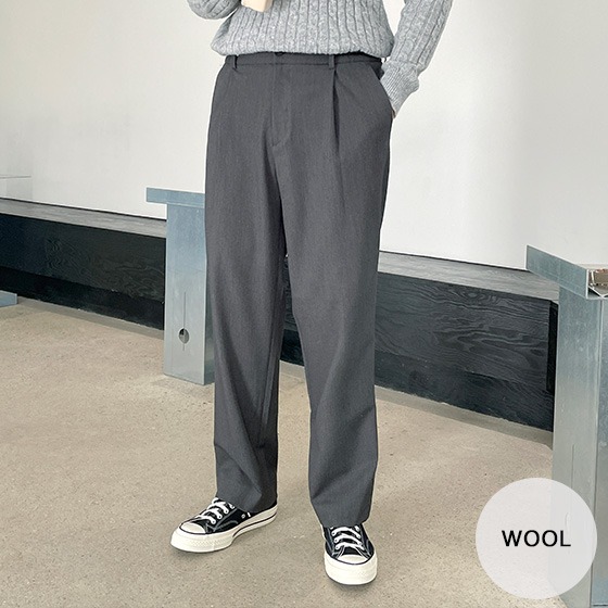 [wool] 핀턱 와이드 밴딩슬랙스
